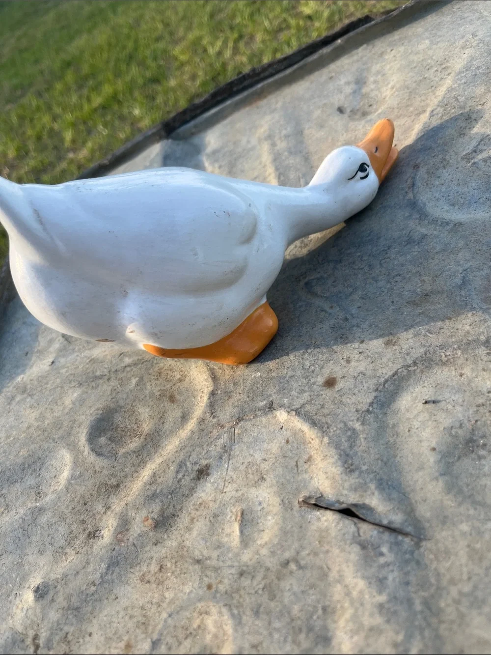 White & Orange Ceramic Duck Figurine for Birds - Unbranded